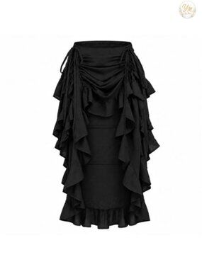 High-Low Ruffled Costume Skirt Steampunk Victorian Rayon